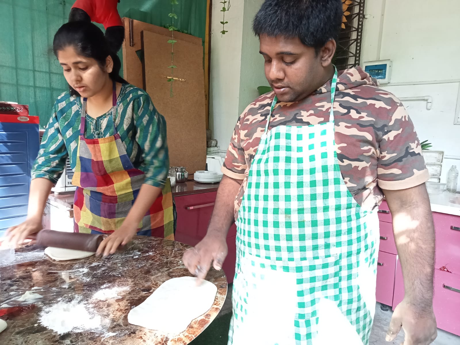A child creating artwork during handicraft session