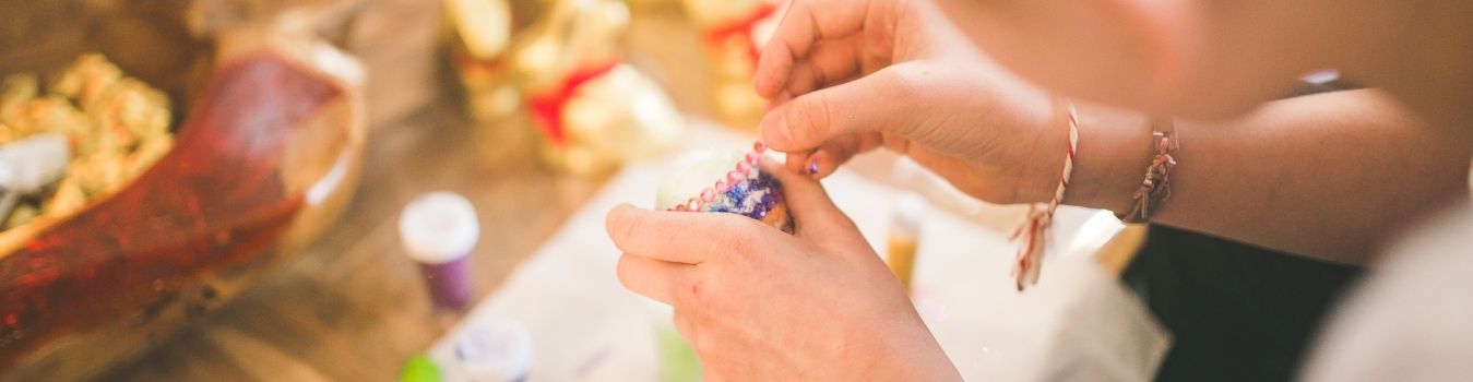 Children creating handicrafts and art projects