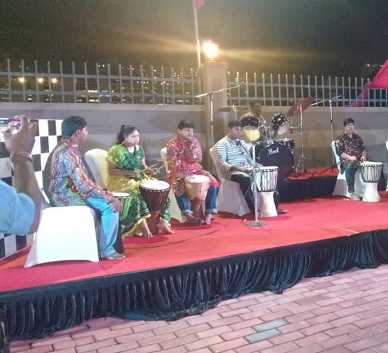 Children playing musical instruments and enjoying rhythm sessions